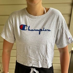 CHAMPION- Gray Cropped T-shirt